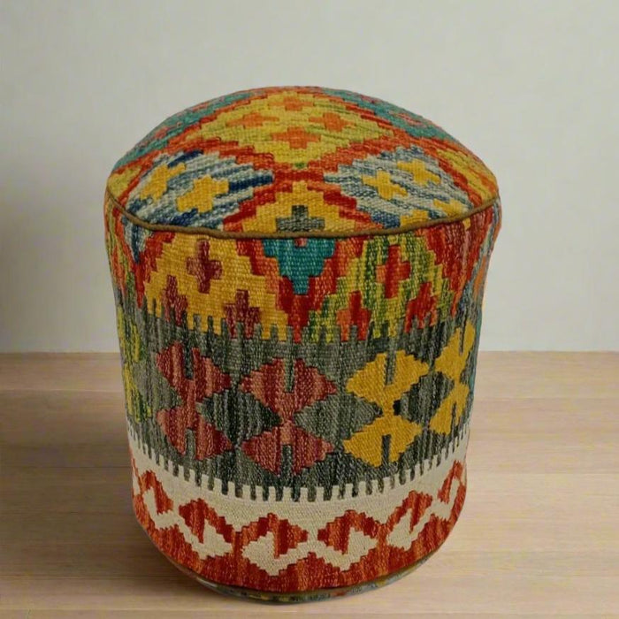 One of a Kind Kilim Rug Pouf Ottoman foot stool #33A