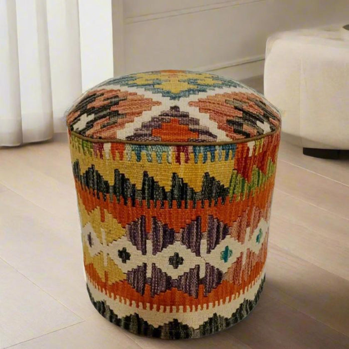 One of a Kind Kilim Rug Pouf Ottoman foot stool #37A