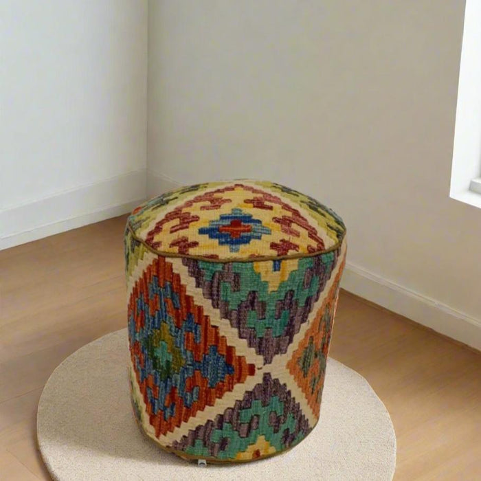 One of a Kind Kilim Rug Pouf Ottoman foot stool #101A