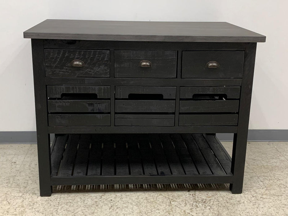 Barlow Crate Kitchen Island - Rustic Black and Zinc Top