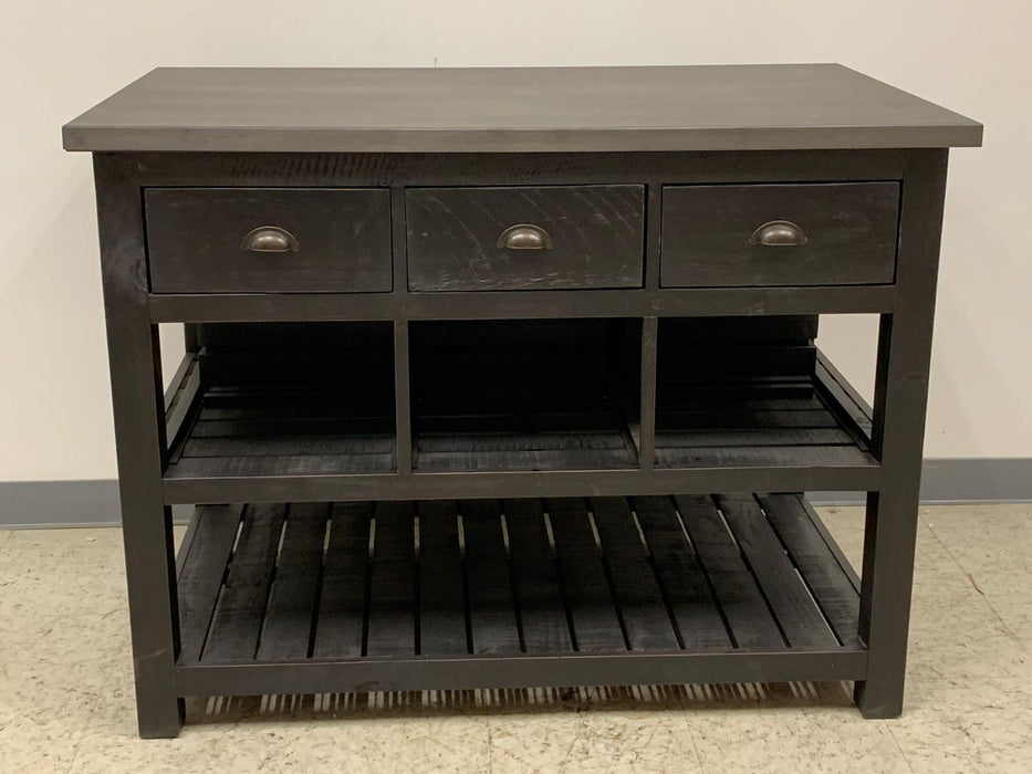 Barlow Crate Kitchen Island - Rustic Black and Zinc Top