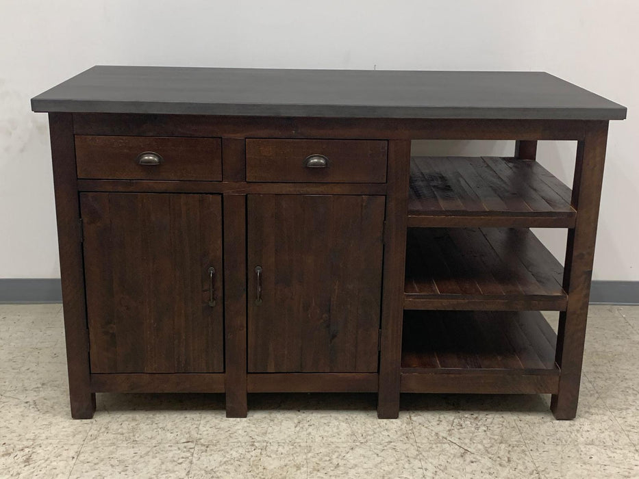 Barlow Display Kitchen Island- Rustic Brown