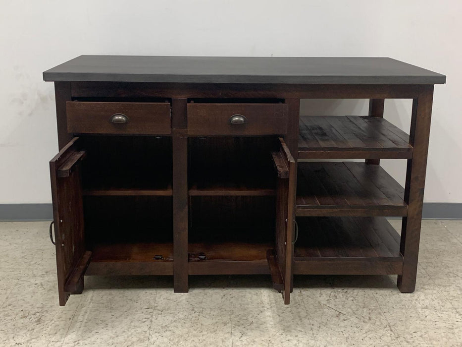 Barlow Display Kitchen Island- Rustic Brown