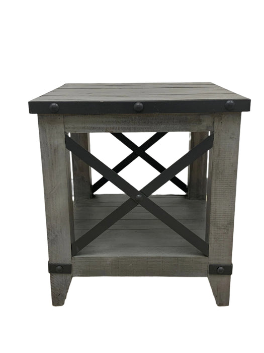 Larson Cross Bar Open End Table- Gray