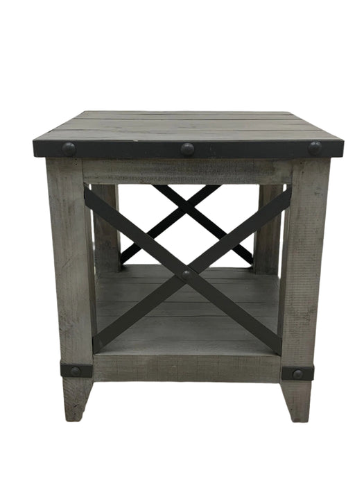Larson Cross Bar Open End Table- Gray