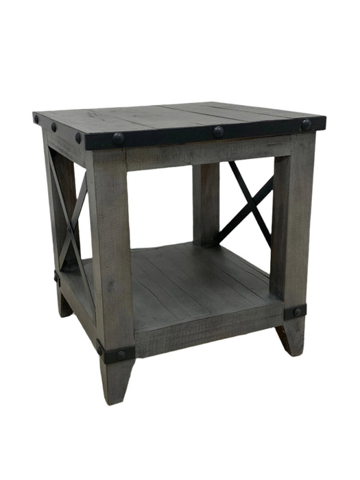 Larson Cross Bar Open End Table- Gray