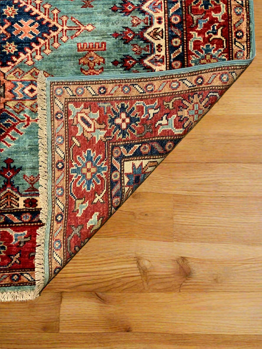 Hand-Knotted Vegetable Dye Kazak Rug from Pakistan, size 4' x 6'