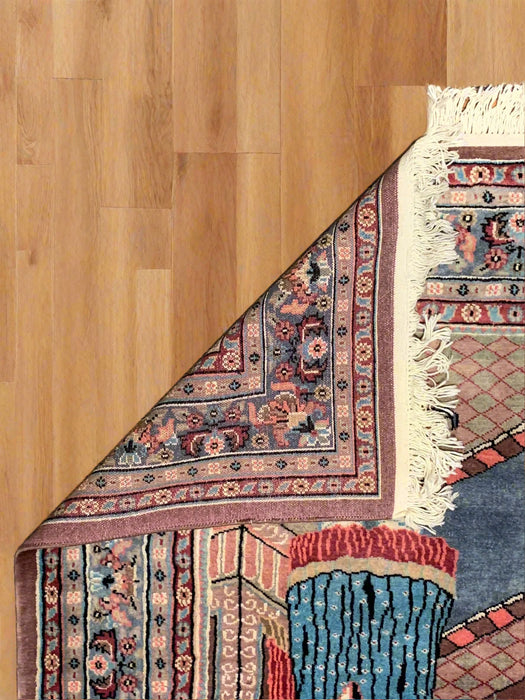 Hand-Knotted Pakistan Kashmiri Silk Wool Blend Rug, size 4' 2" x 6' ( E)