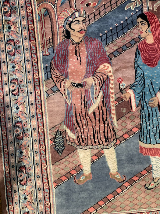 Hand-Knotted Pakistan Kashmiri Silk Wool Blend Rug, size 4' 2" x 6' ( E)