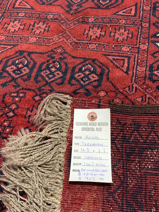 Terkaman Tribal Afghan Oriental Rug, size 4' 3" x 6' 3" (C)