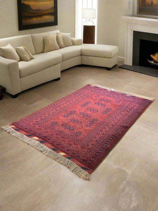 Terkaman Tribal Afghan Oriental Rug, size 4' 3" x 6' 3" (C)