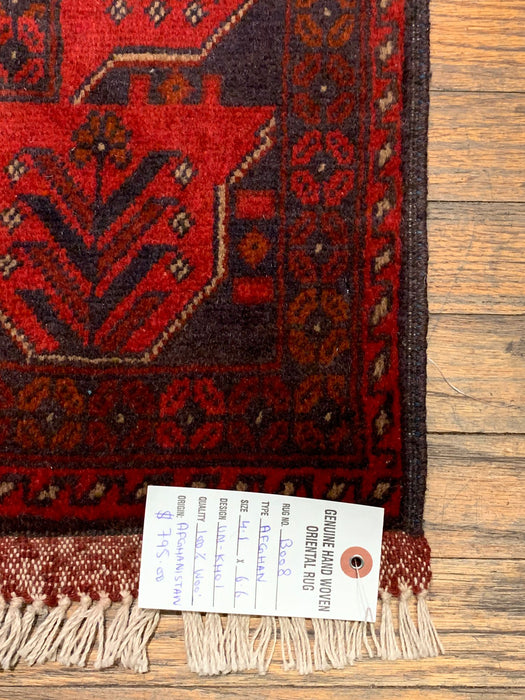 Terkaman Tribal Afghan Oriental Rug, size 4' 1" x 6' 6" (C)