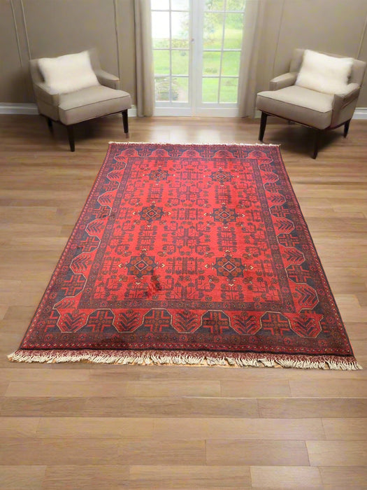 Terkaman Tribal Afghan Oriental Rug, size 4' 1" x 6' 6" (C)