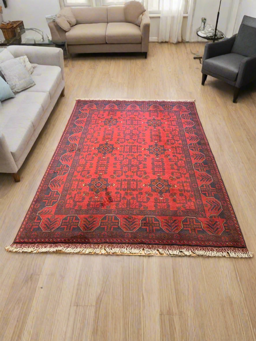 Terkaman Tribal Afghan Oriental Rug, size 4' 1" x 6' 6" (C)