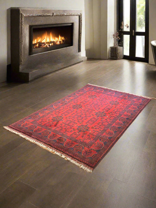 Terkaman Tribal Afghan Oriental Rug, size 4' 1" x 6' 6" (C)