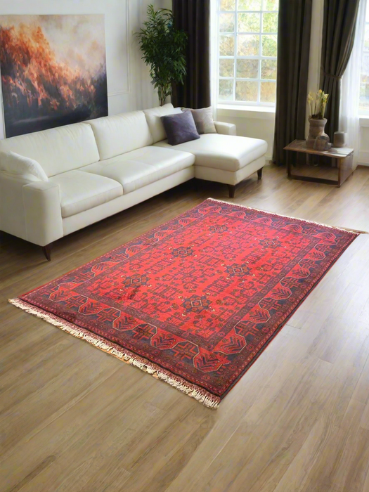 Terkaman Tribal Afghan Oriental Rug, size 4' 1" x 6' 6" (C)