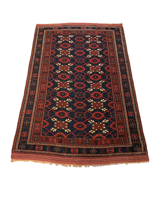 Terkaman Tribal Afghan Oriental Rug, size 4' 5" x 6' 10"