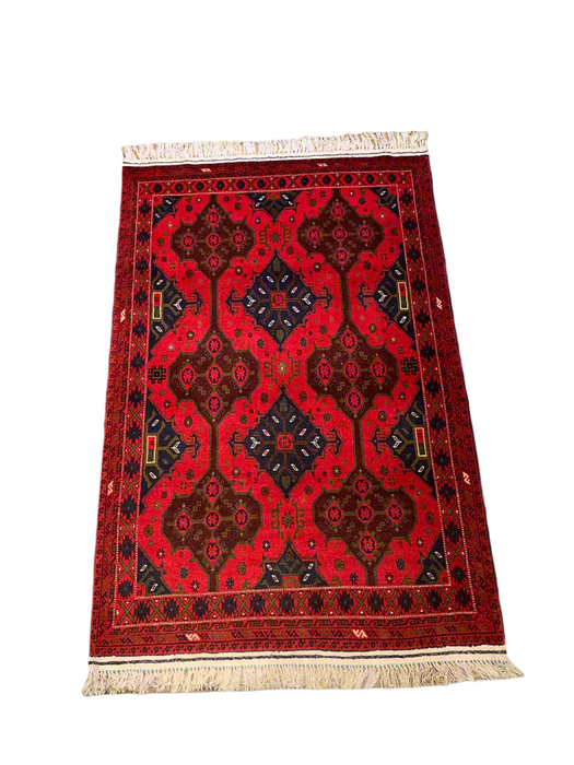 Terkaman Tribal Afghan Oriental Rug, size 3' 7" x 5' 5"