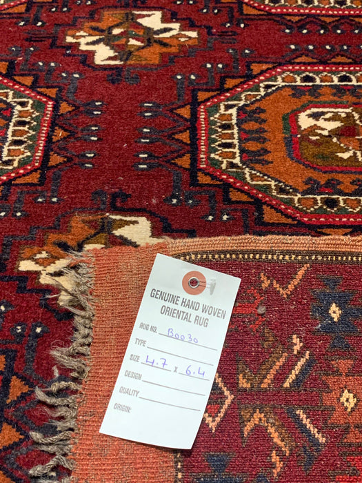 Terkaman Tribal Afghan Oriental Rug, size 4' 7" x 6' 4"
