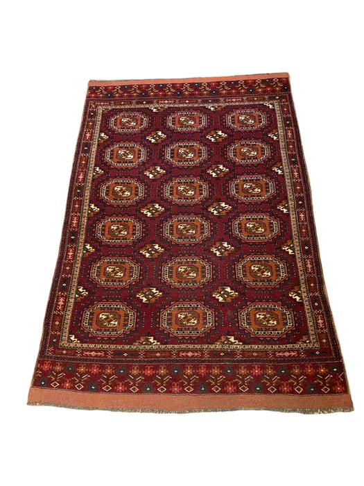 Terkaman Tribal Afghan Oriental Rug, size 4' 7" x 6' 4"
