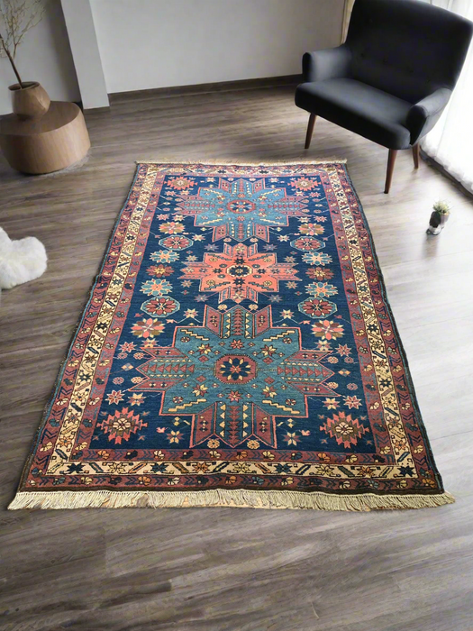 Antique Kazak Rug, circa 1910-1920. 4" x 6' 8"