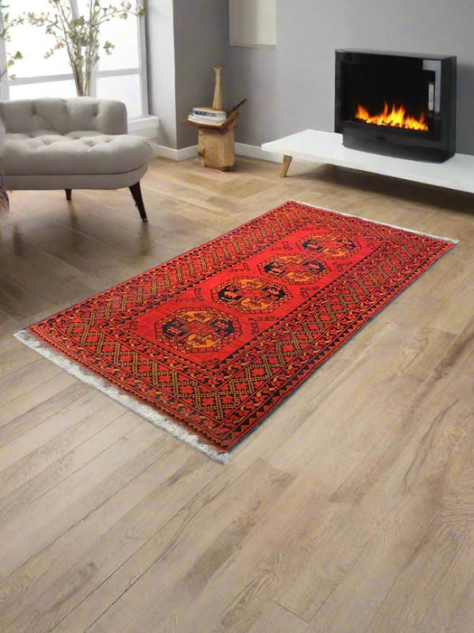 Terkaman Tribal Afghan Fielpa Oriental Rug, size 3' 9" x 6' 8"