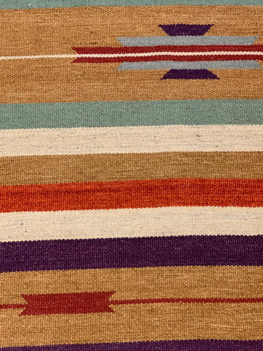 Handwoven Indian Kilim Rug – Geometric Navajo Design, size 4" x 5 ' 8"