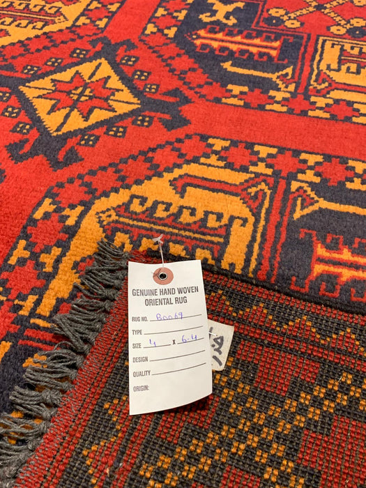 Terkaman Tribal Afghan Fielpa Oriental Rug, size 4" x 6' 4"