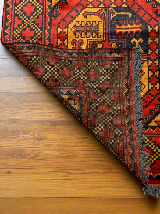 Terkaman Tribal Afghan Fielpa Oriental Rug, size 4" x 6' 4"