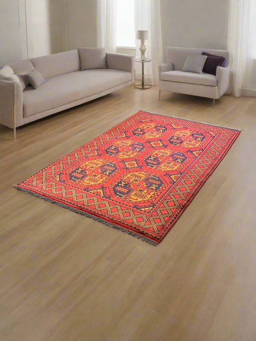 Terkaman Tribal Afghan Fielpa Oriental Rug, size 4" x 6' 4"