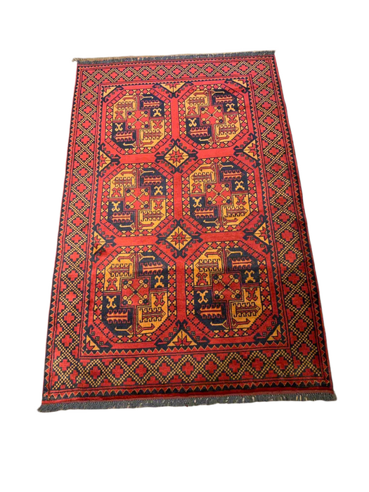 Terkaman Tribal Afghan Fielpa Oriental Rug, size 4" x 6' 4"