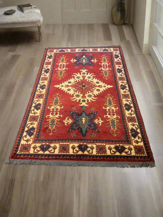 Terkaman Tribal Afghan Oriental Rug, size 4" x 6' 3"