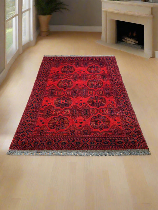 Terkaman Tribal Afghan Fielpa Oriental Rug, size 4" x 6' 4"