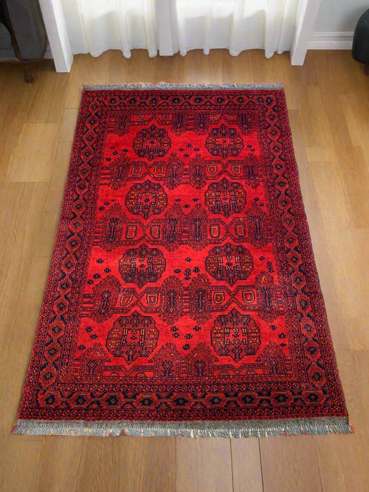 Terkaman Tribal Afghan Fielpa Oriental Rug, size 4" x 6' 4"