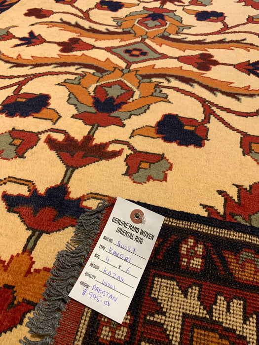 Terkaman Tribal Afghan Oriental Rug, size 4" x 6"