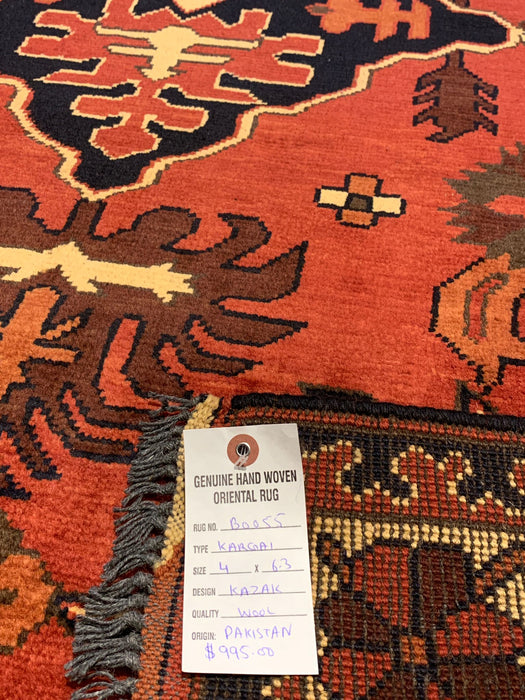 Terkaman Tribal Afghan Oriental Rug, size 4" x 6' 3"