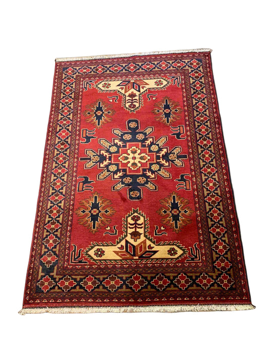 Terkaman Tribal Afghan Oriental Rug, size 4" x 6"
