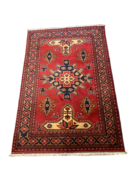 Terkaman Tribal Afghan Oriental Rug, size 4" x 6"