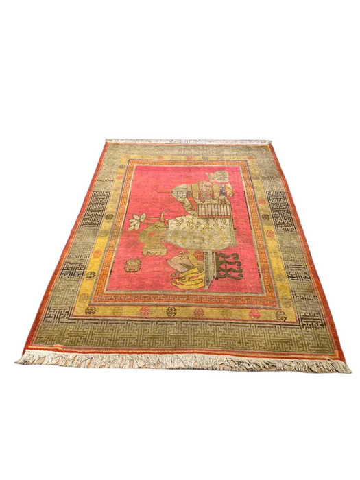 Antique Khotan Samarkand Rug, circa 1910's, size 4' 4" x 6"