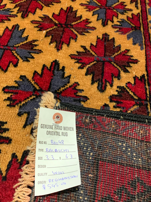 Terkaman Tribal Baluch Oriental Rug 3' 3" x 6' 3"(A)