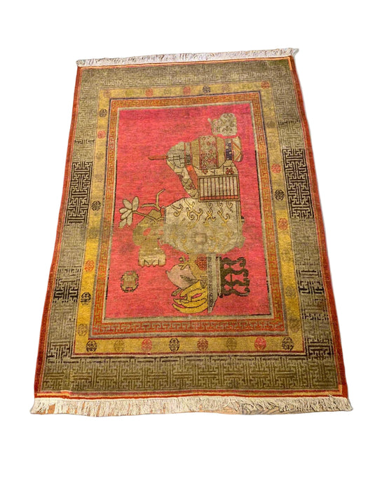 Antique Khotan Samarkand Rug, circa 1910's, size 4' 4" x 6"