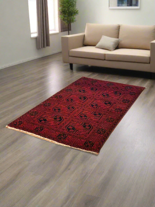 Terkaman Tribal Afghan Oriental Rug, size 4" x 6"