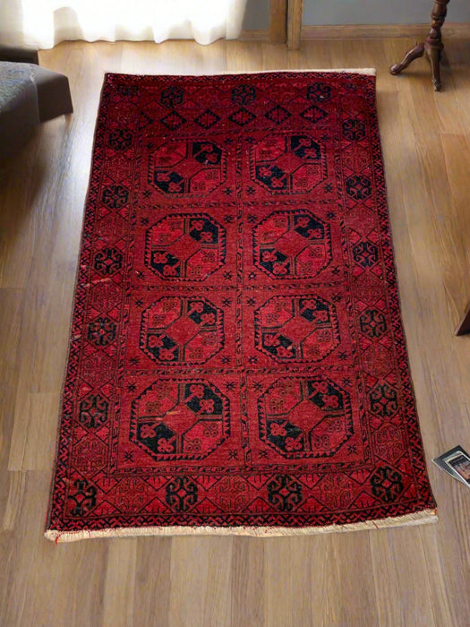 Terkaman Tribal Afghan Oriental Rug, size 4" x 6"