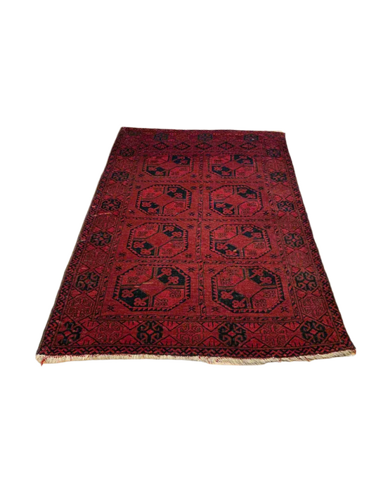 Terkaman Tribal Afghan Oriental Rug, size 4" x 6"