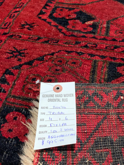 Terkaman Tribal Afghan Oriental Rug, size 4" x 6"