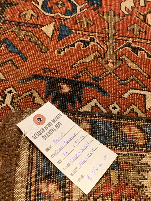 Timeless Beauty, Woven by Hand. Antique Persian Rug, size 4" x 5' 4" (F)