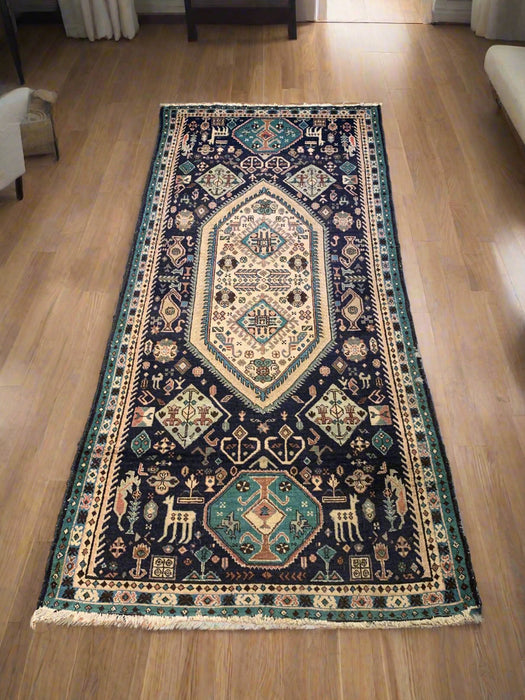 Timeless Beauty, Woven by Hand. Antique Persian Bakhtiar Rug, size 3' 9" x 7' 9"(F )