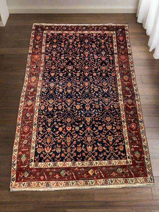 Timeless Beauty, Woven by Hand. Antique Persian Hamadan Rug, size 4' 3" x 6"(F)
