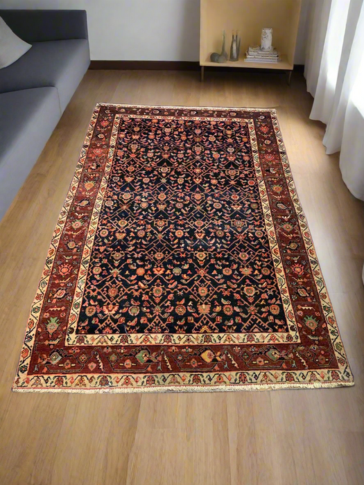 Timeless Beauty, Woven by Hand. Antique Persian Hamadan Rug, size 4' 3" x 6"(F)