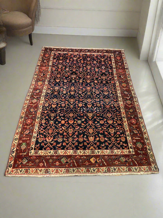 Timeless Beauty, Woven by Hand. Antique Persian Hamadan Rug, size 4' 3" x 6"(F)